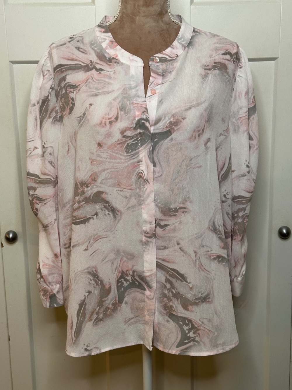 Calvin Klein Abstract Print Shirt, Rose, Sz 1X